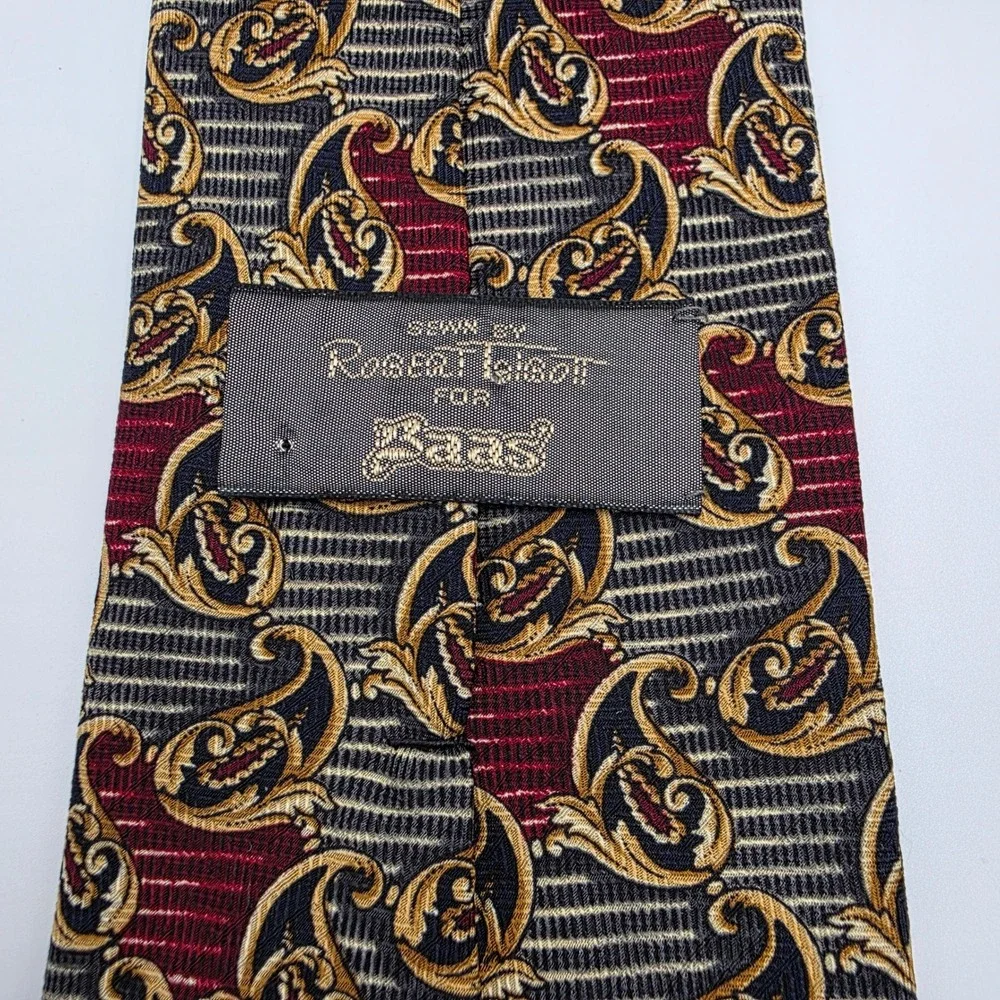 Robert Talbott Tie‎ Mens Paisley Gold Red Black Necktie 100% Silk